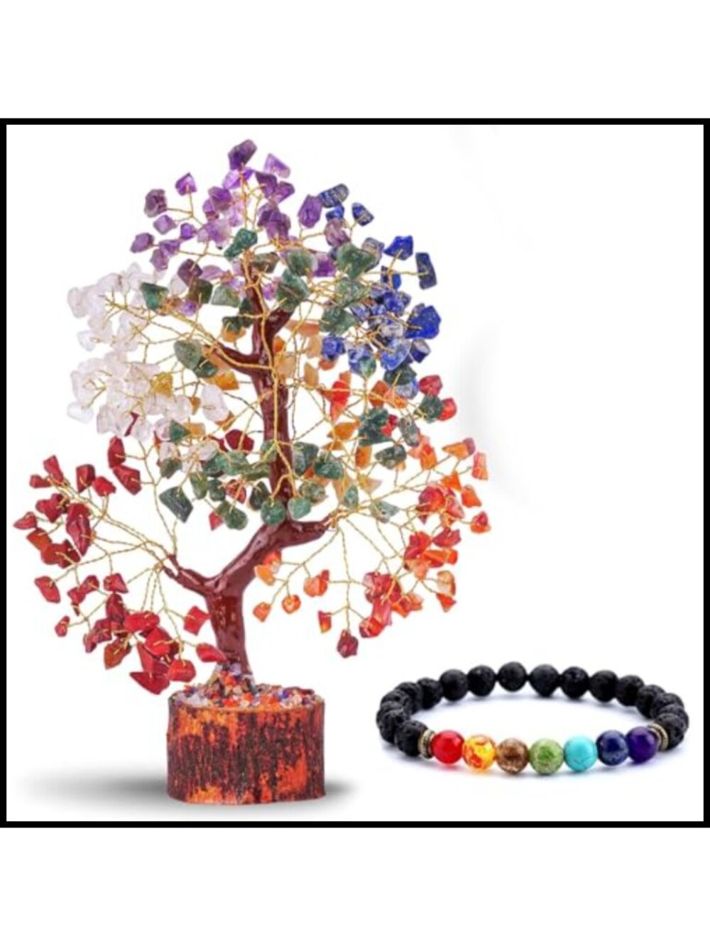 7 Chakra Crystal Tree of Life Feng Shui Decor with Pendant & Bracelet